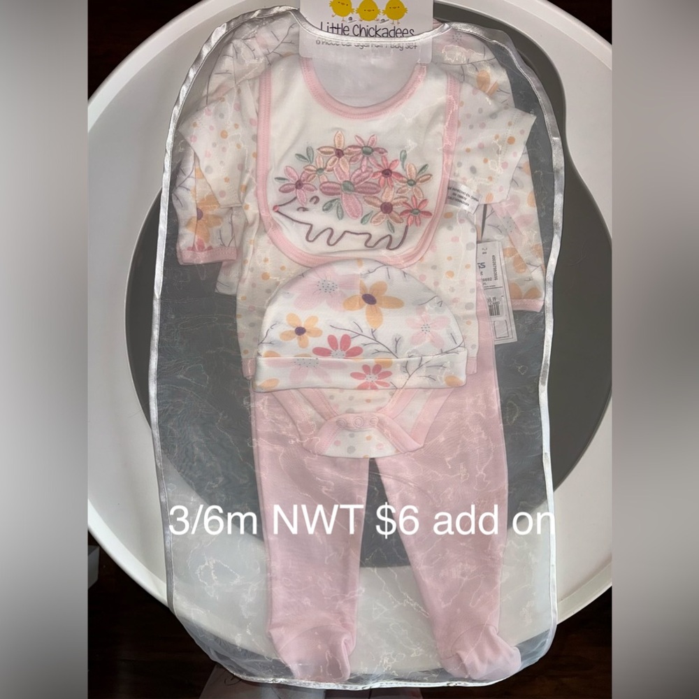 Pink Floral Baby Matching Set - 3/6M